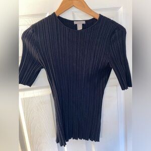 Navy blue ribbed sweater